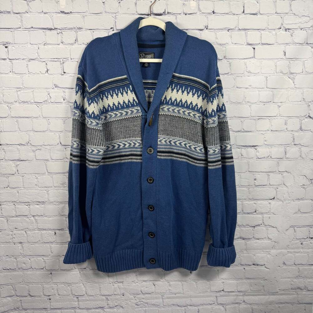 Retrofit Mens Sweater Cardigan Long Sleeve Button Front Grandpa Size XL